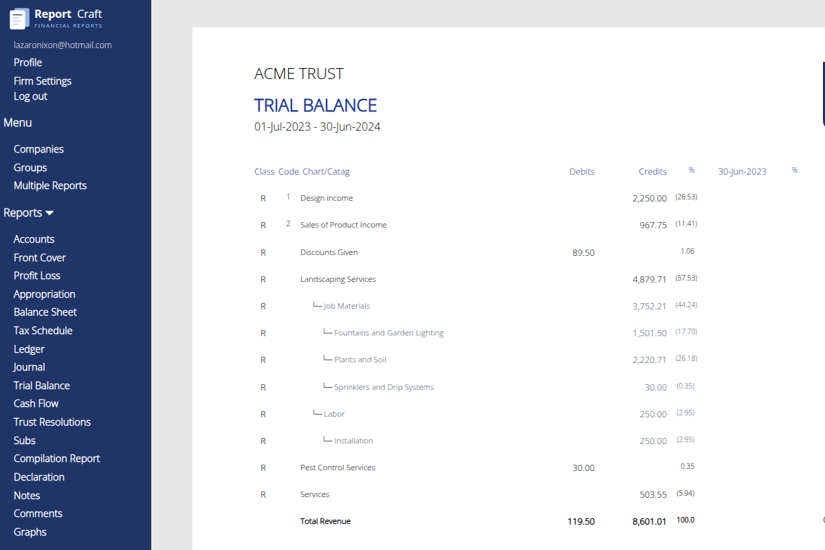 Balance Sheet Report